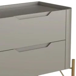 Mesa Cabeceira Quarto 68cm 2 Gavetas Becca Grigio/Dourado I06 - Mpozen