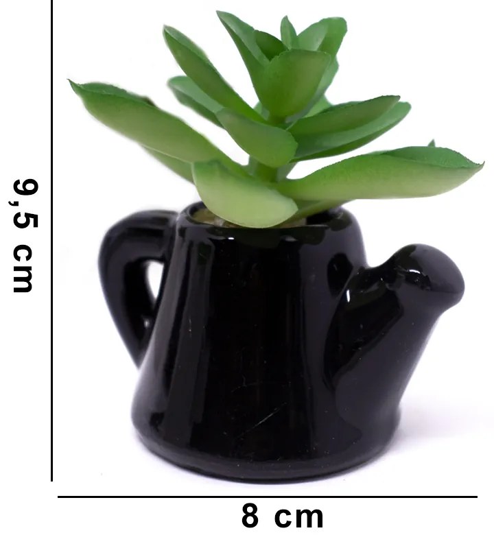 Kit 6 Suculentas Artificiais Com Vaso de Cerâmica 9,5x8x6 Cm - D'Rossi