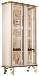 Balcão Buffet Piacente Com Cristaleira Alvora H01 Off White/Cinamomo -
