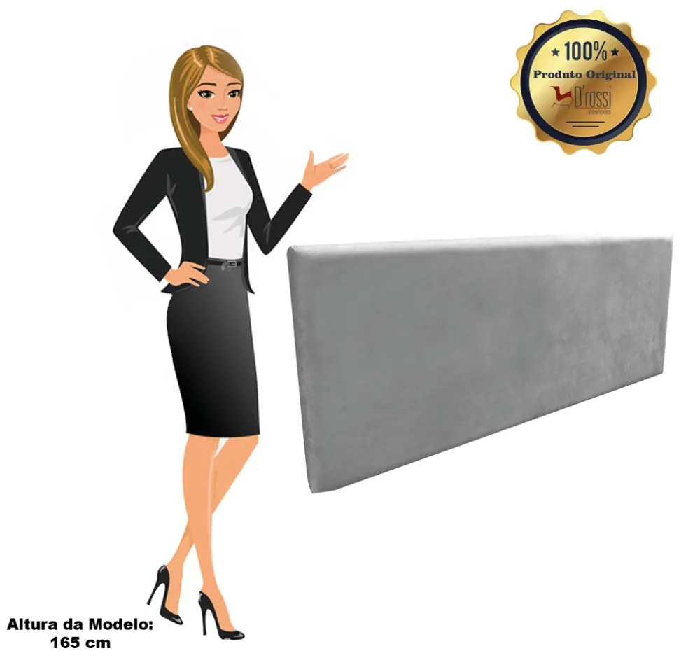 Cabeceira Painel Clean para Cama Box Casal 160 cm Suede M11 - D'Rossi - Grafite
