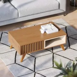 Mesa de Centro Para Sala Ripada Leo Freijó/Off White Matte C05 - Mpoze