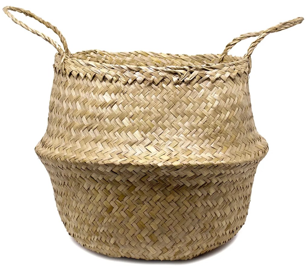 Cesto de Fibra Natural Decorativa 2 Em 1 31x32x35 Cm - D'Rossi