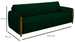 Conjunto Sofá 3 Lugares 223cm e Poltrona 98cm Amaranto Z32 Veludo Verd