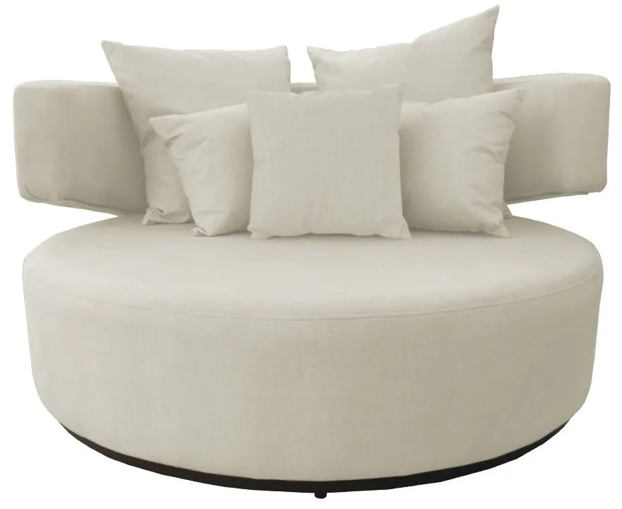 Sofá Chaise Eva Redondo 02 Lugares Suede Bege