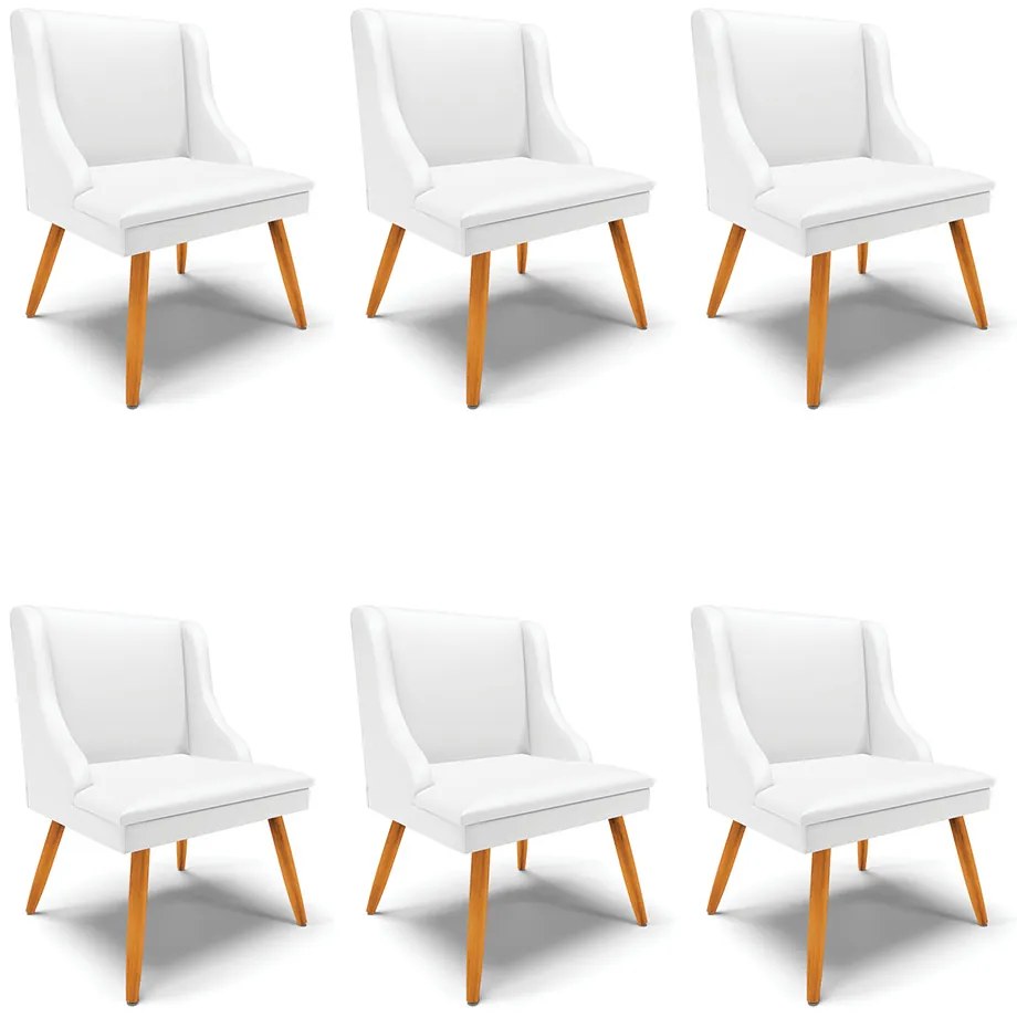 Kit 06 Cadeiras de Jantar Liz Corino  Pés Palito Castanho D03 - D'Rossi - Branco