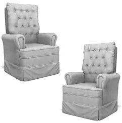 Kit 02 Poltronas de Amamentação e Descanso Com Balanço Laís G05 Linho
