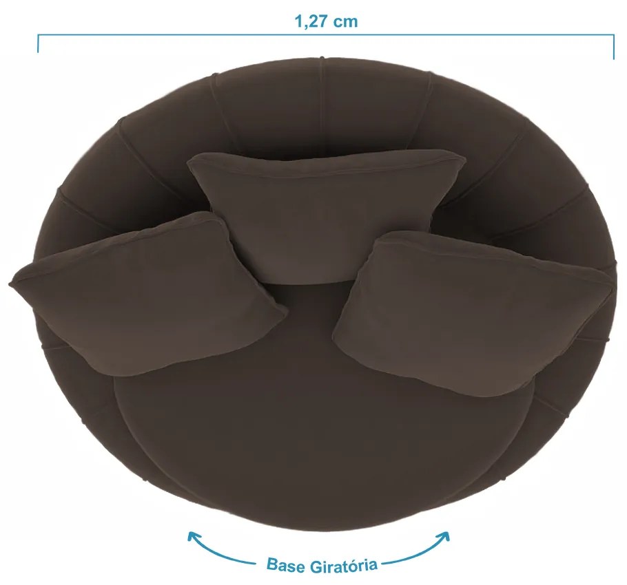 Poltrona Decorativa Redonda Giratória Glória Veludo Marrom - Sheep Estofados - Veludo Marrom
