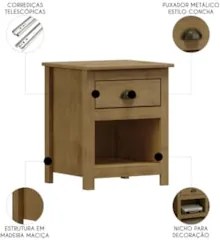 Mesa de Cabeceira Para Quarto 1 Gaveta Lázio Freijó F07 - Mpozenat