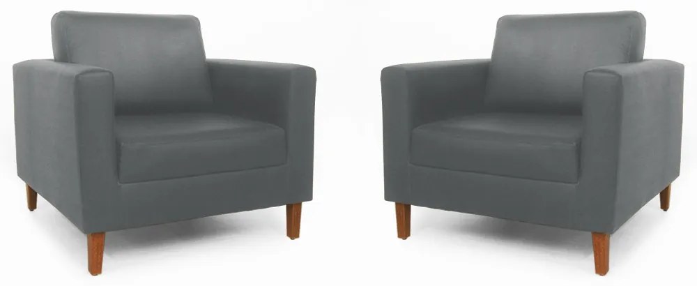 Conjunto 2 Poltrona Decorativa Gabriela Suede Cinza