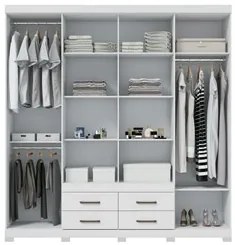 Guarda Roupa Casal Com Espelho 8 Portas 4 Gavetas Nápoles 8.4 Branco -