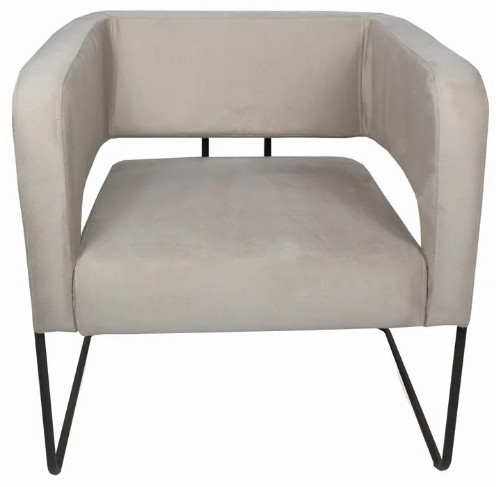 Poltrona Decorativa Lucy Base Aço Grafite Veludo Creme G15 - Gran Belo
