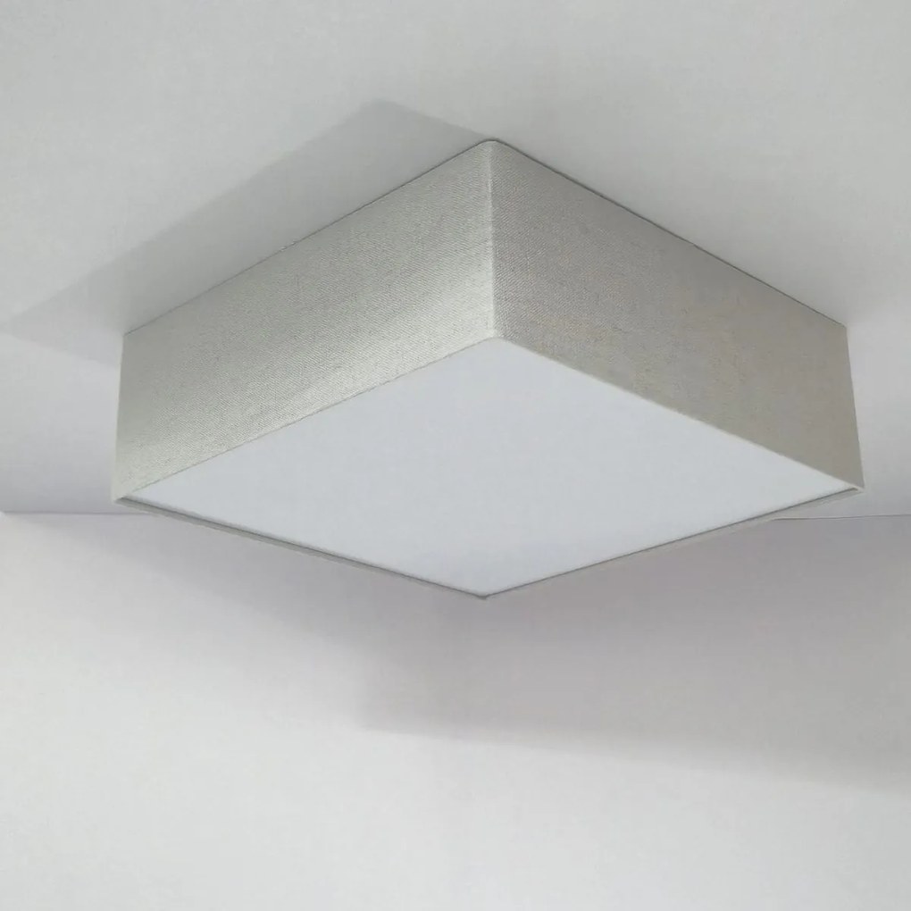 Plafon Quadrado Md-3002 Cúpula em Tecido 50x50x15cm Rústico Cinza - Bivolt