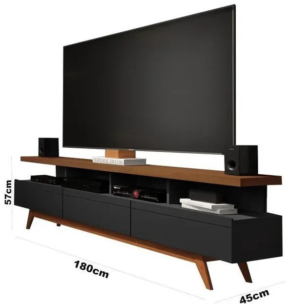 Conjunto Rack E Painel Vivare 1.8 Wood E Buffet Celta Black/Freijó - Giga Móveis