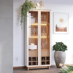 Cristaleira Adega 2 Portas 1 Gaveta Tijuca C05 Off White/Freijó - Mpoz