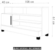 Rack Bancada Para TV 48 Pol 108cm Angra Off/Naturalle B02 - Mpozenat