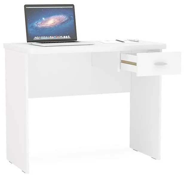 Mesa Computador De Escritório Resende 90cm 1 Gaveta - Branco