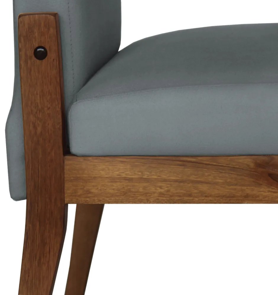 Conjunto 4 Cadeiras De Jantar Aurora Base Madeira Maciça Estofada Suede Cinza