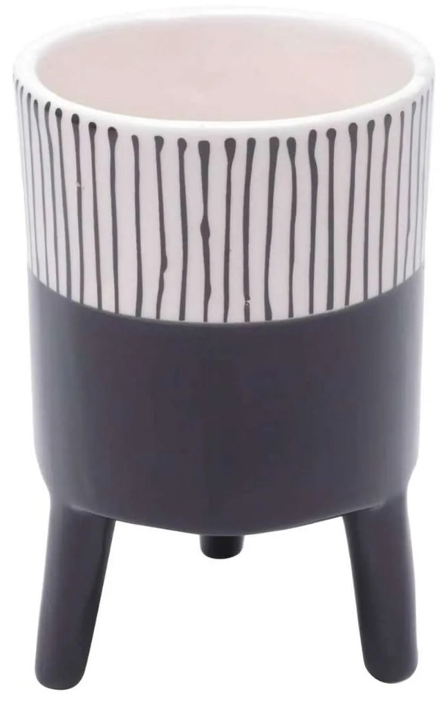Cachepot Vaso Decorativo de Cerâmica Bright Colors Preto Grande