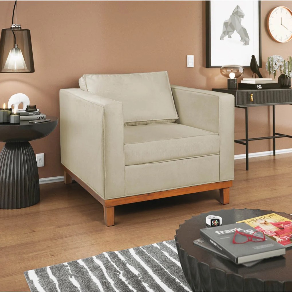 Kit Sofá 3 Lugares e 2 Poltronas Europa 180 cm Estilo Conforto e Elegância Suede - ADJ Decor