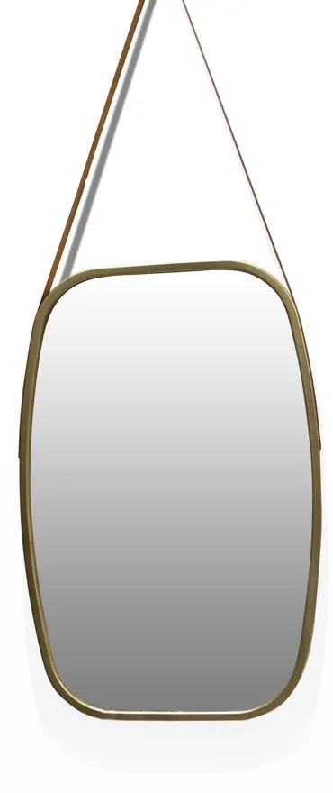 Espelho Decorativo Retangular com Moldura de Plastíco Dourado Alça Caramelo 65x43,5 cm - D'Rossi