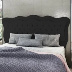 Cabeceira Casal Cama Box 140cm Oregon Z04 Linho Preto - Mpozenato
