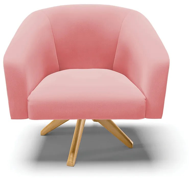 Poltrona Decorativa Giratória MA30 Kit 2 Stella Suede Rosê D03 - D'Rossi
