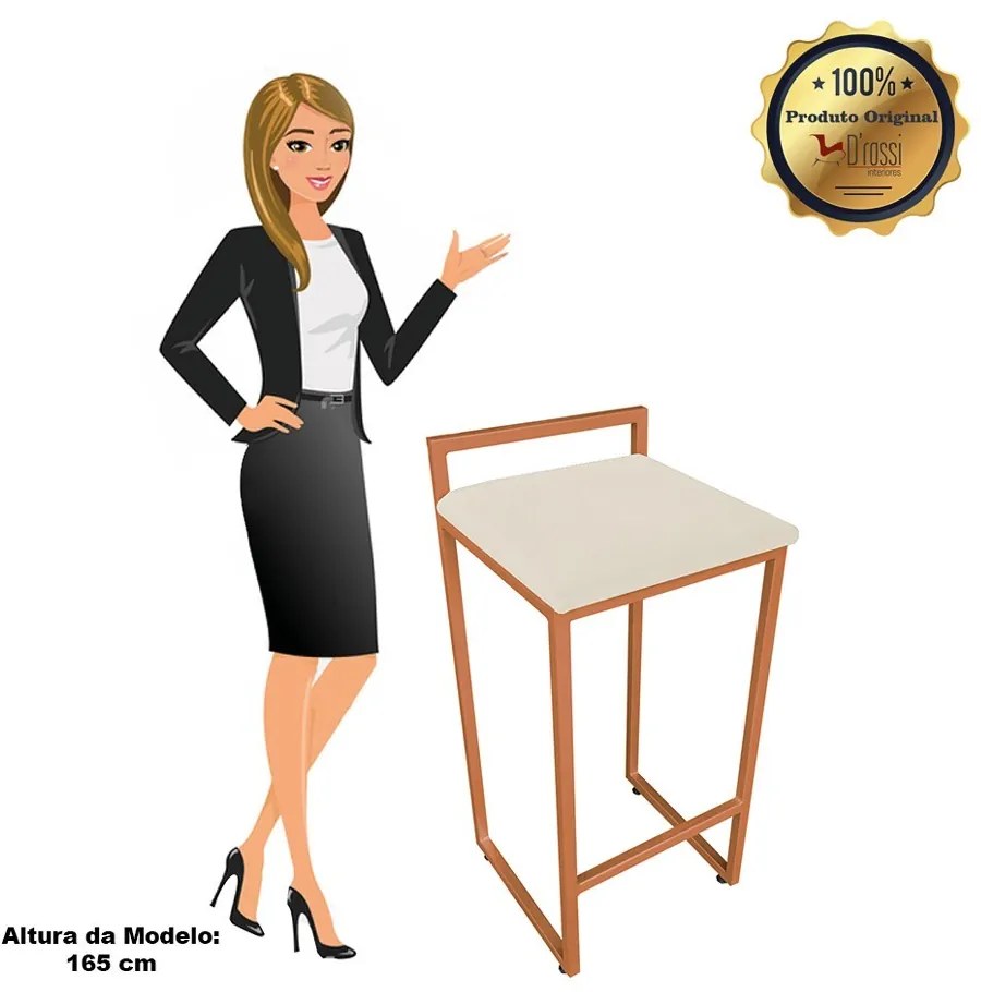 BANQUETA PIETRA SUEDE BEGE BASE COBRE DR