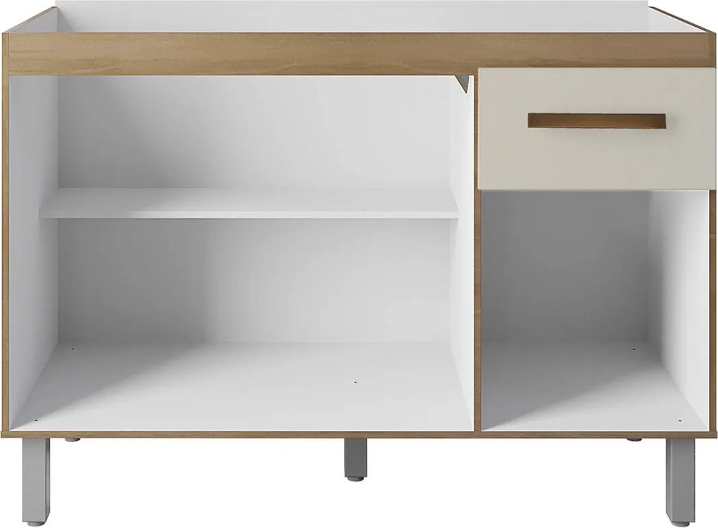 Balcão Zínia 3 Portas 1 Gaveta e Tampo Cozinha MB1 120cm