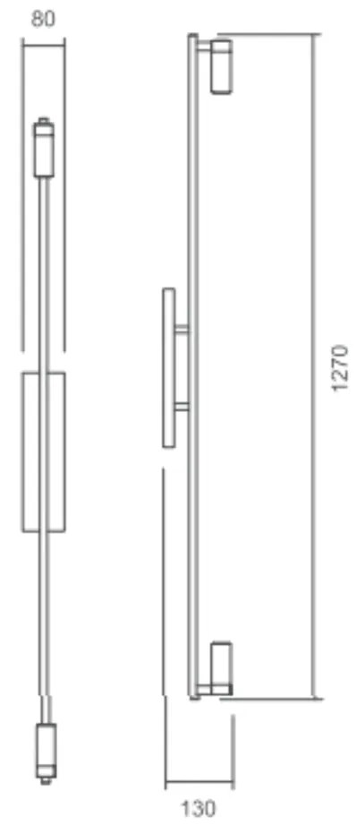 Arandela Slim 08X66X13Cm C/ Canopla Central 1Xt8 60Cm | Usina Design 1... (FN-F - Fendi Fosco)