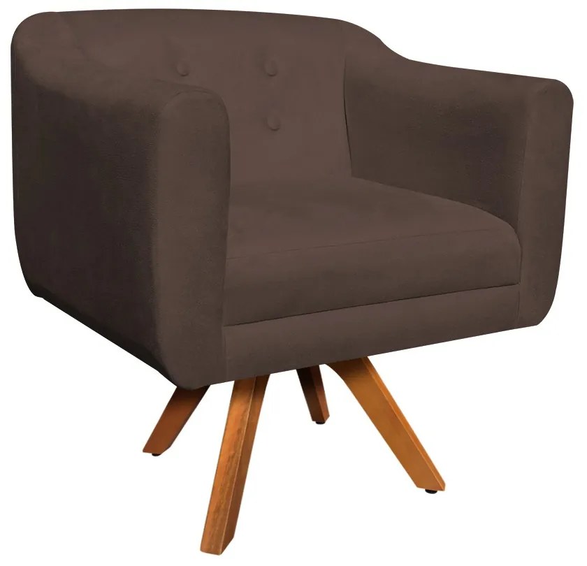 Kit 01 Namoradeira 02 Lugares e 02 Poltronas Giratória Julia Suede Marrom Base Madeira MM30 D'Rossi