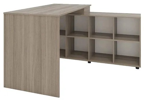 Mesa Escritório L  Escrivaninha Diretor 8 Nichos Amadeirado