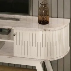 Rack Bancada para TV 75 Pol 183cm Alícia Z10 Calacata/Off White - Mpoz