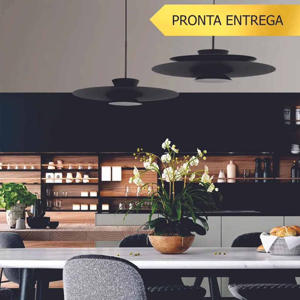 Pendente Tule Ø60X25,4Cm 1Xmr16 - Usina 25121/60 (OL-F - Verde Oliva Fosco, Igual a Cor 1)