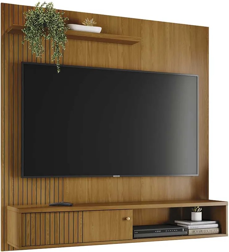 Bancada Suspensa Away MDP Pintura UV 1 Porta Deslizante até 65 Cumaru G97 - Gran Belo