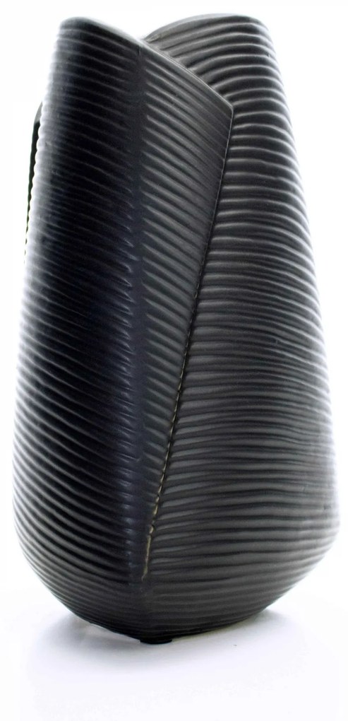 Vaso Decorativo Dobradura Preto em Cerâmica 25x16 cm - D'Rossi