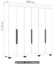 Guarda Roupa Casal 200cm 6 Portas Viny A02 Cinamomo - Mpozenato