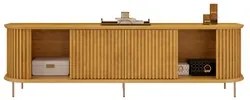 Rack Para Sala Bancada de TV 75 Pol 218cm Ripado World D04 Cedro - Mpo