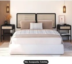Cabeceira Casal e Queen Com 2 Mesas Laterais Arlo A10 Nero/Preto - Mpo
