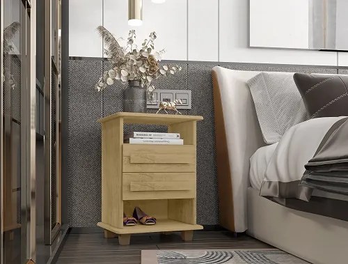 Mesa De Cabeceira 2 Gavetas Turim Cinamomo – RV Móveis