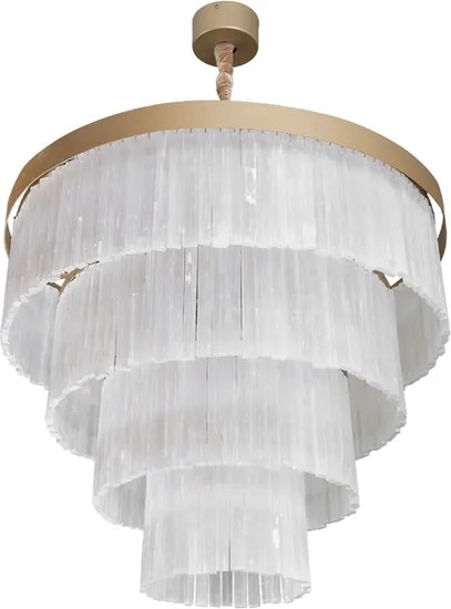 Pendente Cristal E Aluminio Dourado 80Cm Felsen