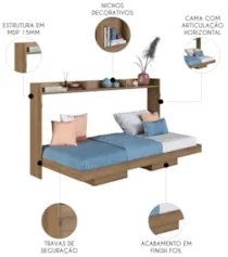 Cama Solteiro Infantil Articulação Horizontal Isis Mel A05 - Mpozenat