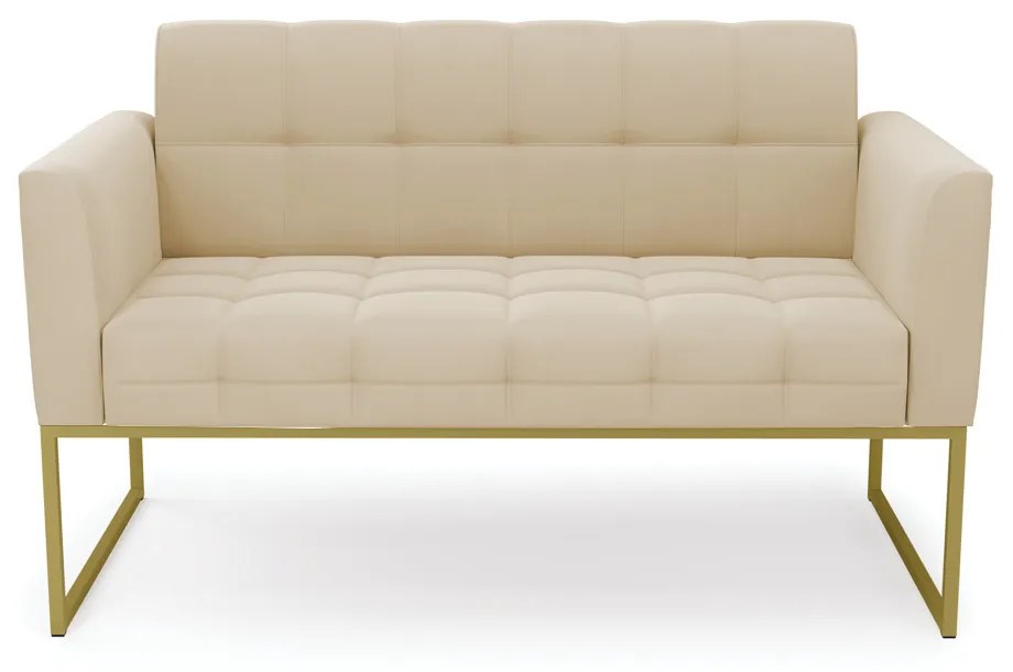 Sofá Namoradeira Elisa Suede Base Metálica Industrial Dourado - D'Rossi - Bege