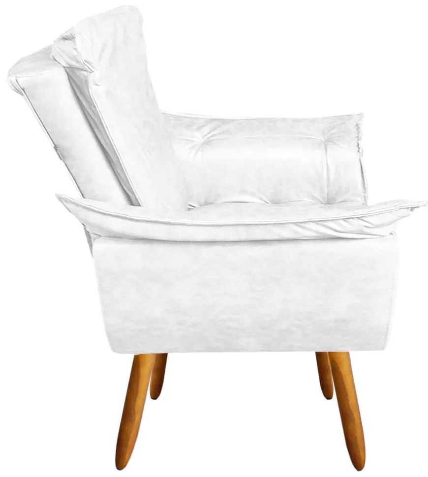 Poltrona Sala de Estar Pé Palito de Madeira Opala Corano - Branco