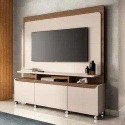Estante Painel de TV 70 Pol 180cm Quantum Castanho/Off White - HB Móve