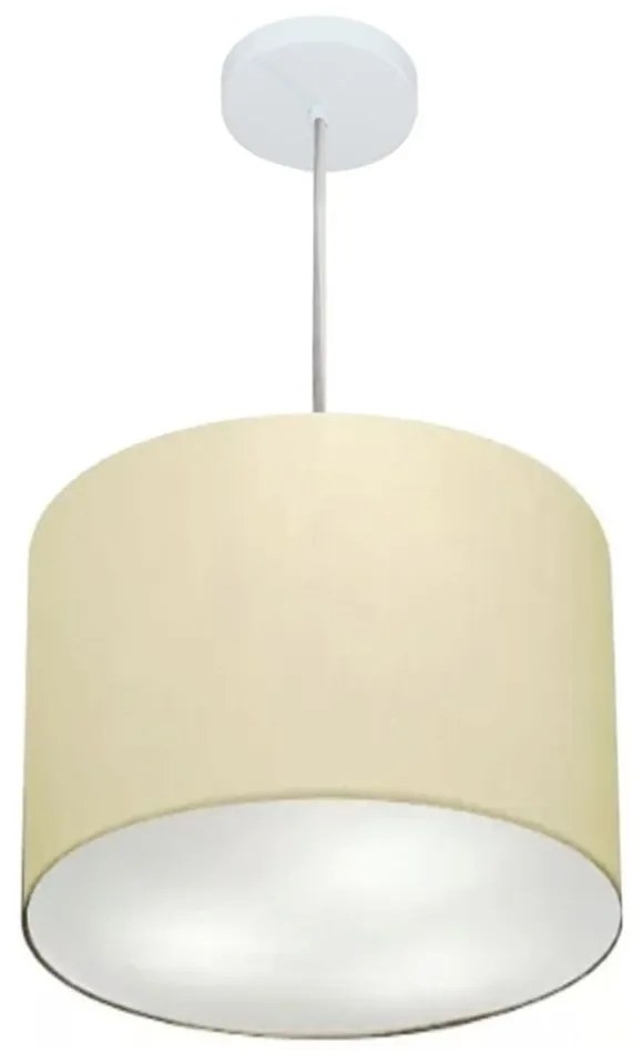 Lustre Pendente Cilíndrico Md-4212 Cúpula em Tecido 40x30cm Algodão Crú - Bivolt
