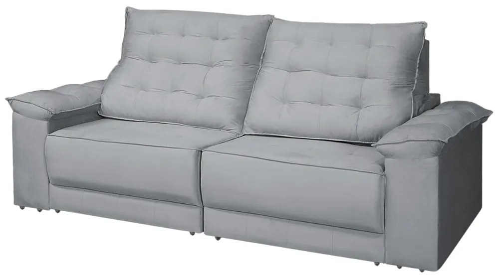 Sofá Retrátil e Reclinável Living Maittê 2,50m Veludo Cinza