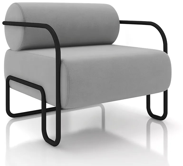 Poltrona Sala de Estar Industrial Preto Ameli Veludo K01 - D'Rossi - Cinza