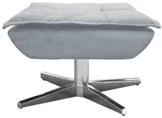 Kit 2 Poltronas Decorativas Base Giratória Cromada com Puff Opla Suede
