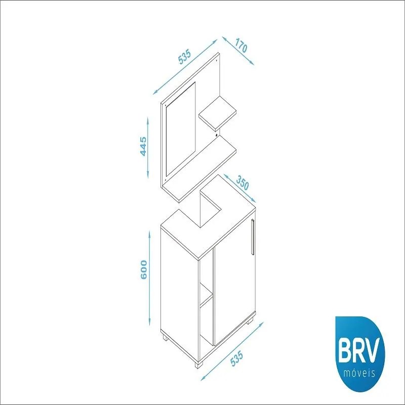 Conjunto Para Banheiro Painel Espelho Balcão Branco