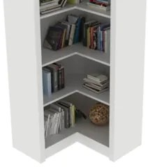 Armário em L 68cm Escritório 4 Prateleiras Branco - Tecno Mobili